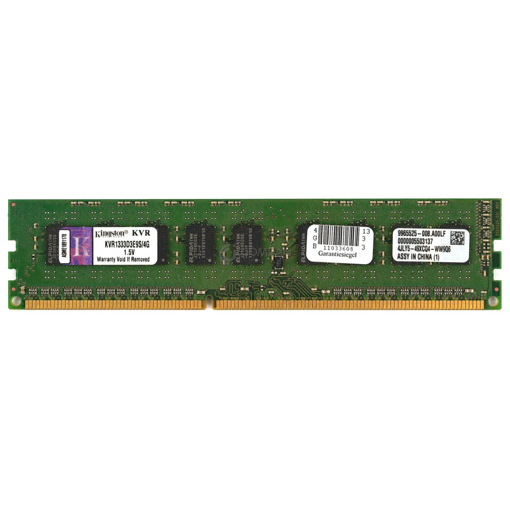 KVR1333D3E9S-4G KINGSTON MEMORY 4GB 2RX8 PC3 10600E DDR3 KVR1333D3E9S-4G KVR1333D3E9S/4G KVR1333D3E9S/4G